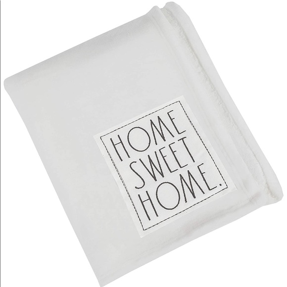 Rae Dunn Home Sweet Home Throw Blanket, White - Picture 5 of 6